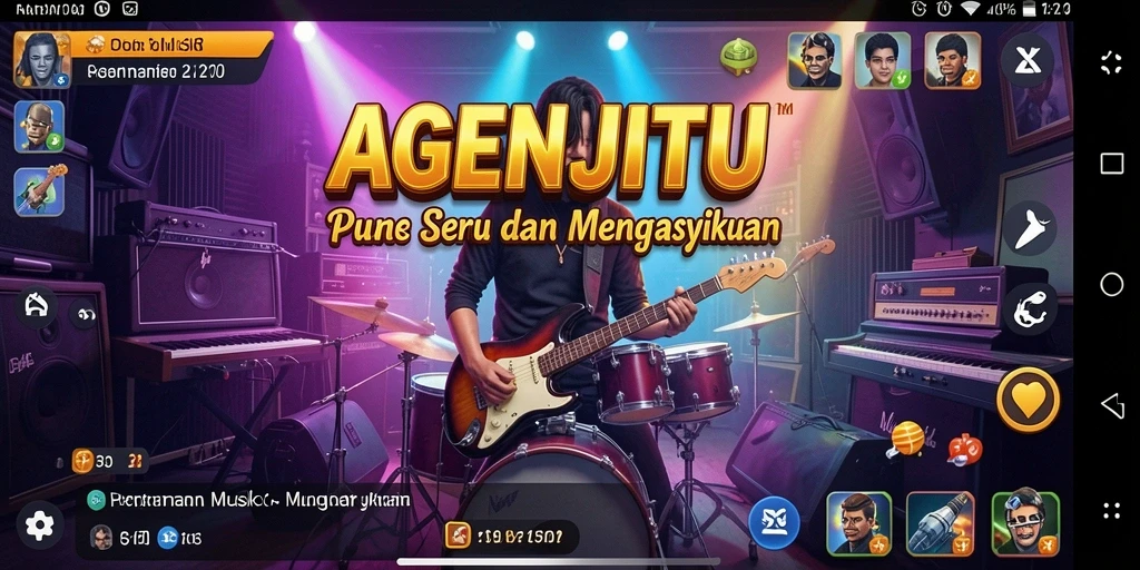Tangkapan layar gameplay AGENJITU dengan suasana menari yang ceria.