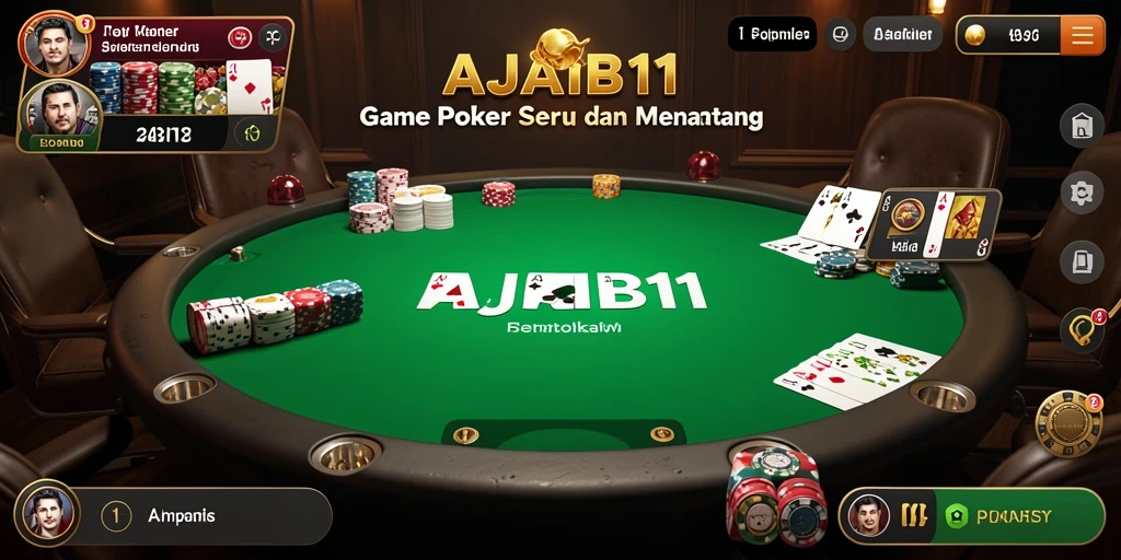Tampilan gameplay AJAIB11 dengan suasana poker yang mendebarkan.