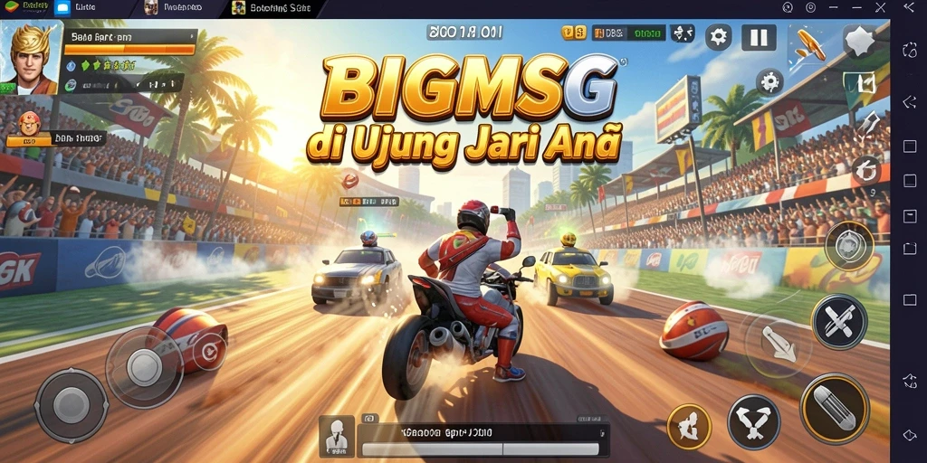 Gameplay BIGMSG yang mendebarkan dengan balapan seru di trek yang menantang.