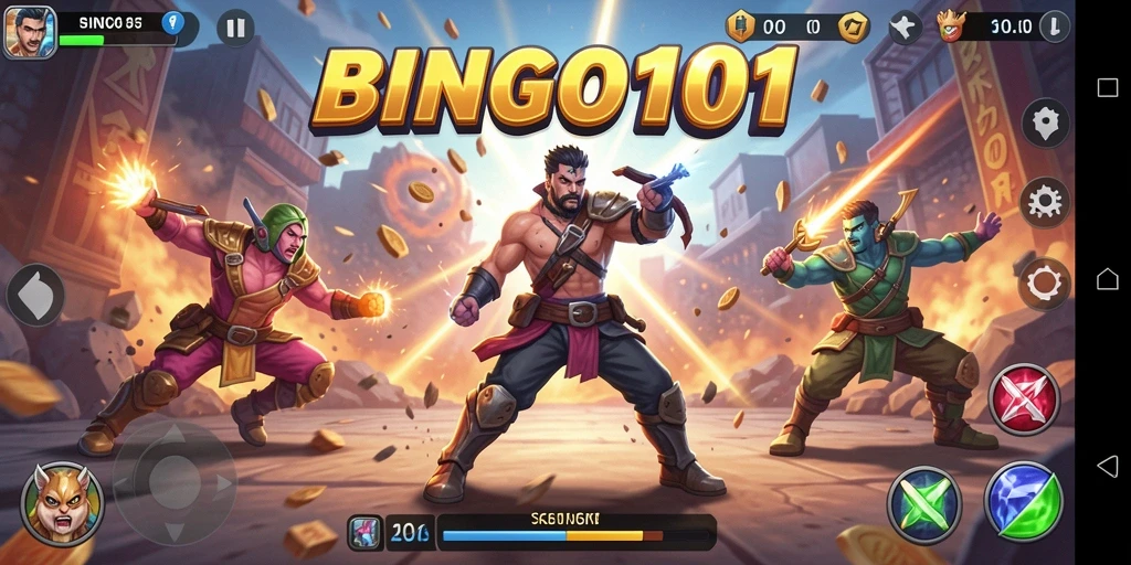 Gameplay seru BINGO101 menampilkan pertarungan epik antar karakter.