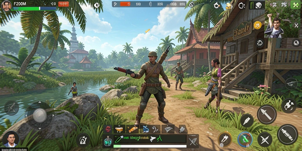 Tampilan gameplay F200M di dunia simulasi yang hidup dan interaktif.
