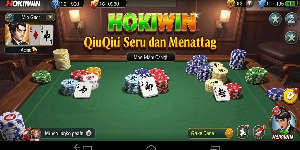 Tampilan gameplay menarik dalam HOKIWIN dengan suasana QiuQiu yang kental.