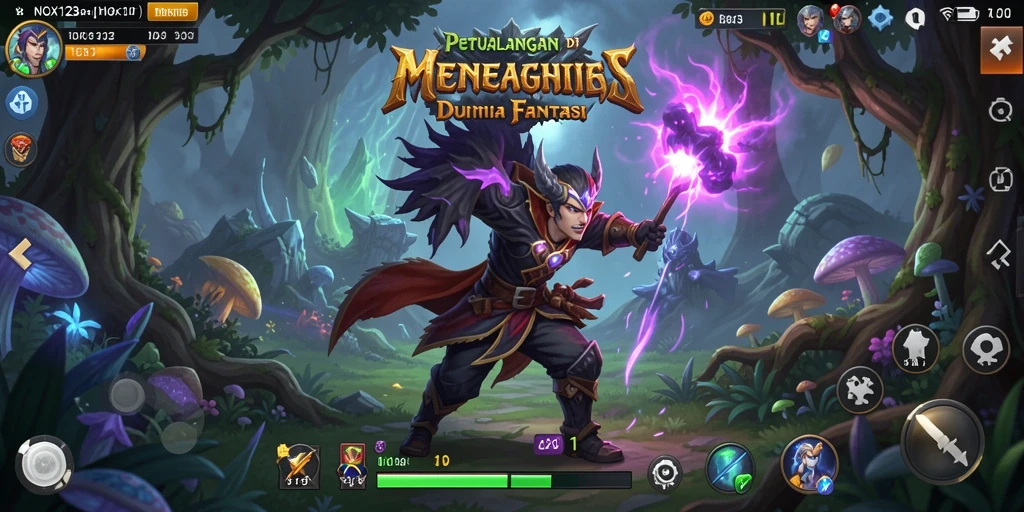 Screenshot gameplay NOX123 menampilkan petualangan di dunia fantasi yang menegangkan.