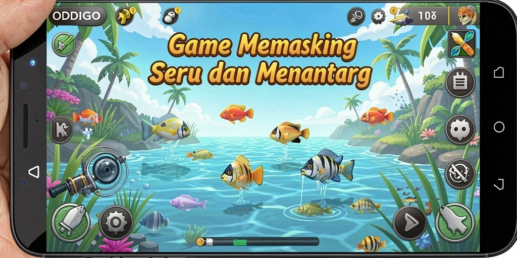Tangkapan ikan besar dalam gameplay ODDIGO yang mendebarkan.