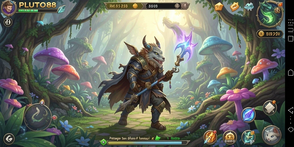 Tampilan gameplay menarik dari PLUTO88 saat menjelajahi dunia fantasi.