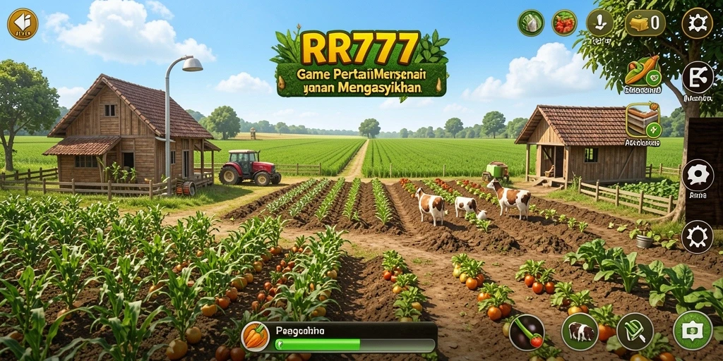 Tangkapan layar yang menunjukkan gameplay pertanian yang menarik di RR777.