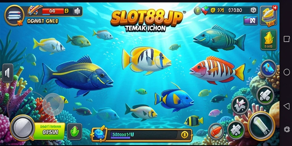 Tampilan gameplay <strong>SLOT88JP</strong> yang seru saat menembak ikan.