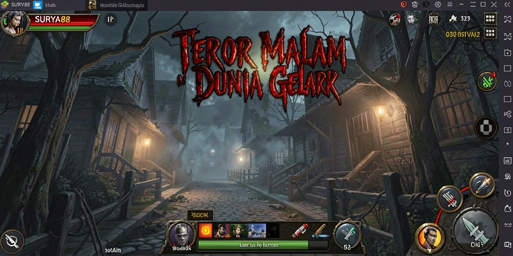 Tampilan gameplay menegangkan dalam SURYA88 dengan suasana horror yang kuat.