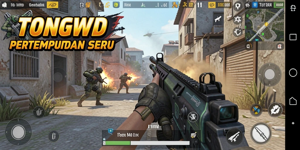 Tampilan gameplay seru TONGWD dengan aksi baku tembak yang mendebarkan.