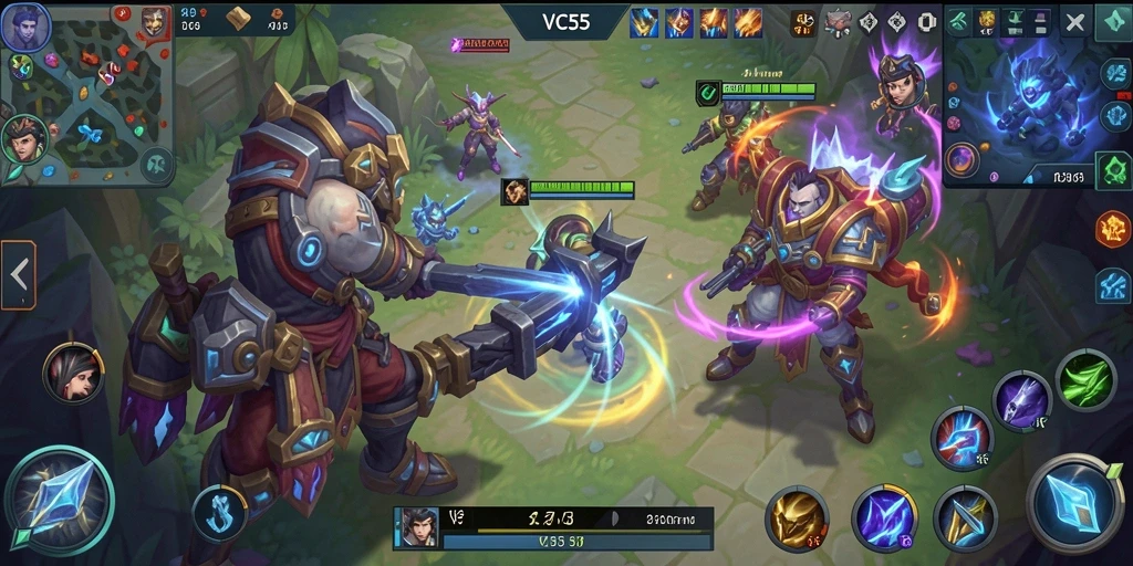 Screenshot menampilkan pertempuran epik dalam gameplay MOBA.