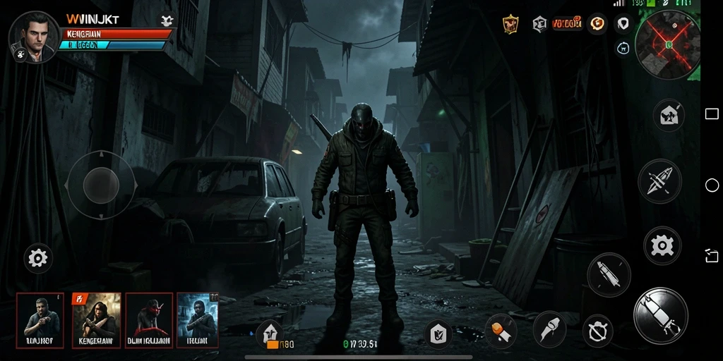 Tangkapan layar gameplay WINJKT menunjukkan suasana mencekam di dunia horor.